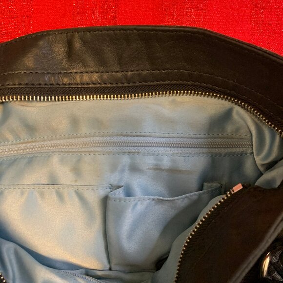 Coach Handbag in Black with Leather Trim and Light Blue Lining - Picture 15 of 15